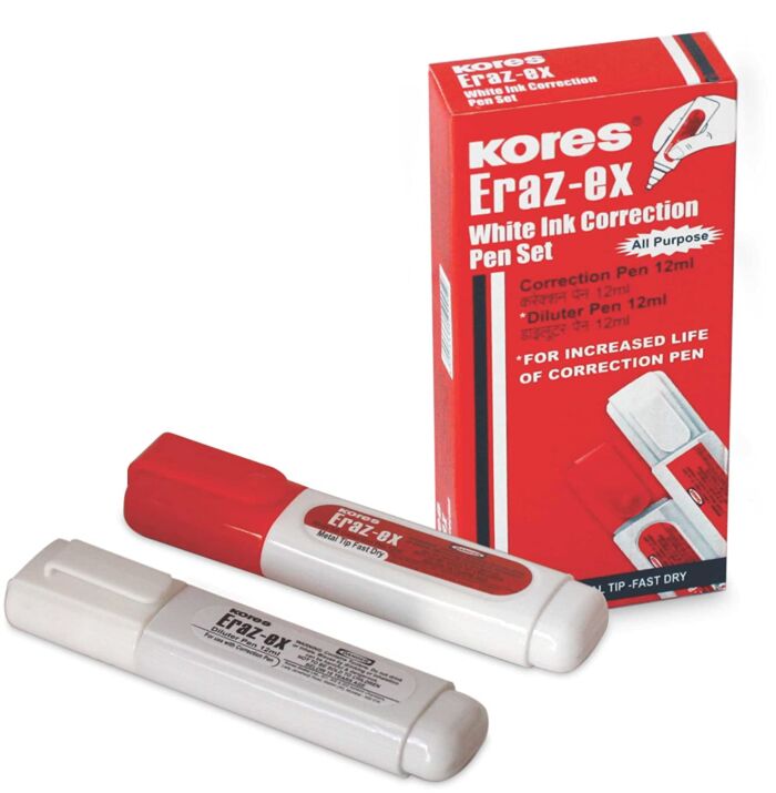 Kores Eraz-ex White Ink Correction Pen Set (Pack of