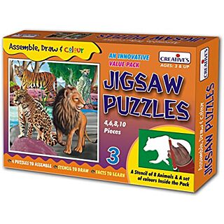 Creative Educational Aids | Jigsaw Puzzles – Assemble, draw & Colour 3 | Age: 5+ | Art No. 1001 |