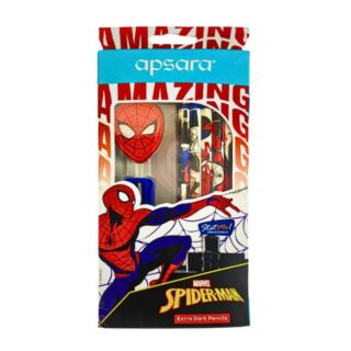 Apsara | Marvel Spider-Man Pencils Pack | ( With 1N-Sharpener, 1N-Eraser & 1N-Topper Eraser ) |