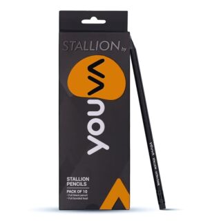 Youva | Stallion Wooden Pencils | Full Black Pencils | Pack of 10 |