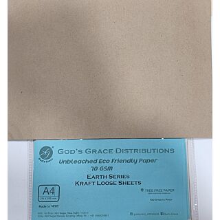 Gods Grace | Kraft Sheet | Unbleached Eco Friendly Paper | Pack of 100 Sheets | Size: A4-70gsm | Brown Tone |