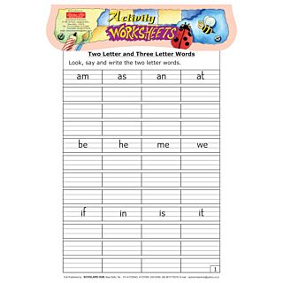 Scholars Hub Worksheets Two And Three Letter Words