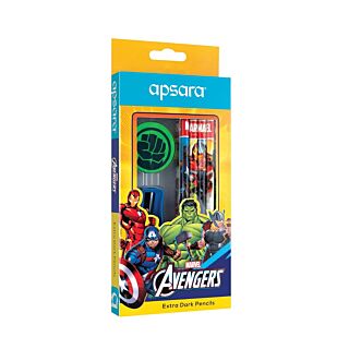 Apsara | Marvel Avengers Pencils Pack | ( With 1N-Sharpener, 1N-Eraser & 1N-Topper Eraser ) |