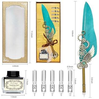 Antique Feather Quill Pen | Ink Set Vintage Calligraphy | Retro Writing Dip |