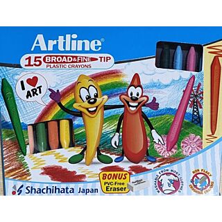 Artline | Plastic Crayons |15 Shades | Art No.40115 |
