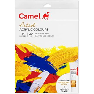 Camel | Artist Acrylic Colours | 14 Assorted Shades 20ml Tubes | Art No. 0811026 |