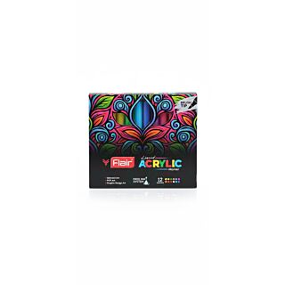 Flair Liquid Acrylic Marker Brush Tip Pack of 12 Assorted Shades Art No. FCAM-04