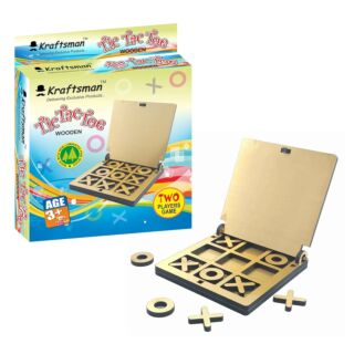 Kraftsman Wooden Tic Tac Toe Portable Game Kids and Adults Golden Mirror Shade Art No. KR01