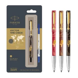 Parker | Roller Ball Pen | Vector Time check| Gold Trim | Ink Blue |