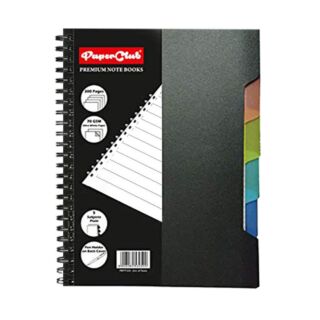 PaperClub | Wiro Premium Notebook-Ruled | Five Subject-300 Pages-70gsm | Size: A4 (28cm X 21.6cm) | Art No. 53075 |
