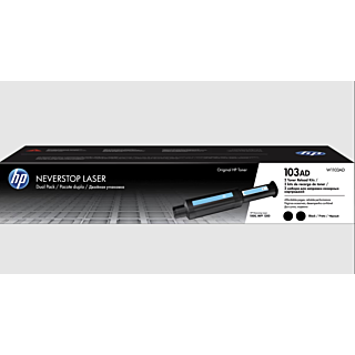 HP | Original Laser Cartridge | Black | Dual Pack | Never stop Laser Toner Reload Kit | 103AD |