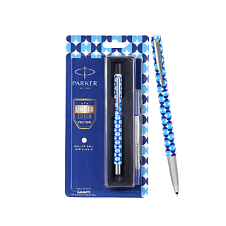 Parker | Roller Ball Pen | Vector Limited Edition| Chrome Trim | Ink Blue |