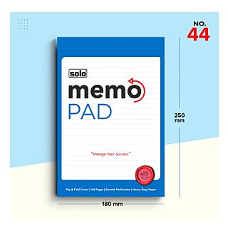 Solo | Memo Pad | Smooth Perforation | Heavy Duty Paper | Ruled 160 Pages | Art No. MP044 |